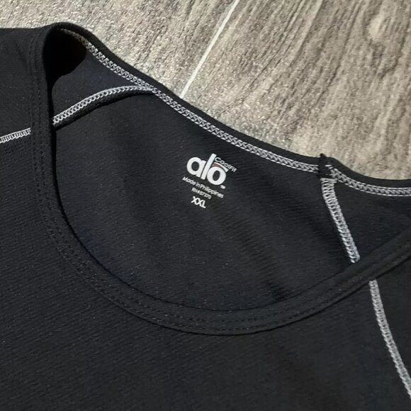 Alo Coolfit Shirt Womens 2XL Black Gray Long Sleeve Yoga Gym - Picture 2 of 4